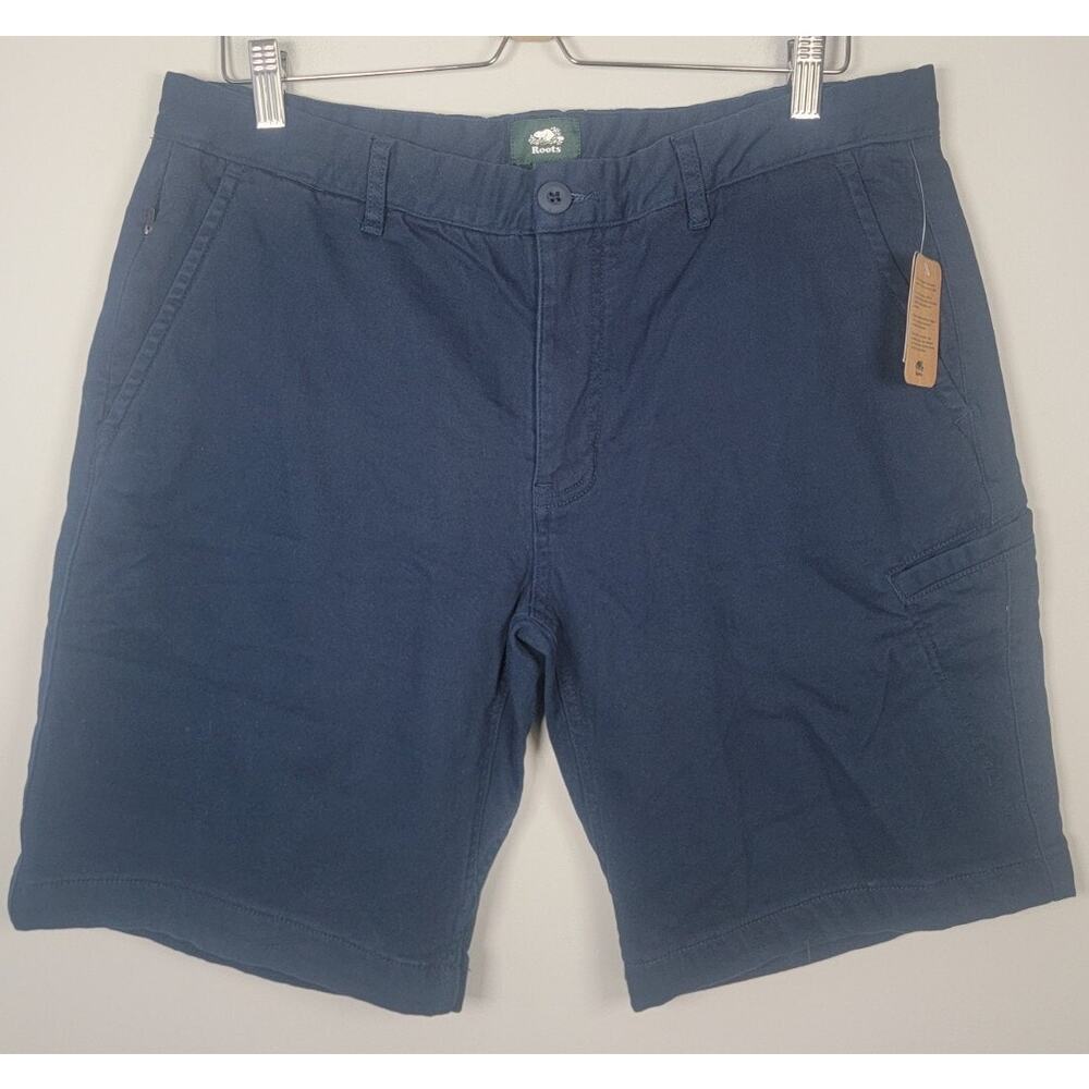 NWT Roots Mens 34 Navy Park Slim Stretch Chino Shorts